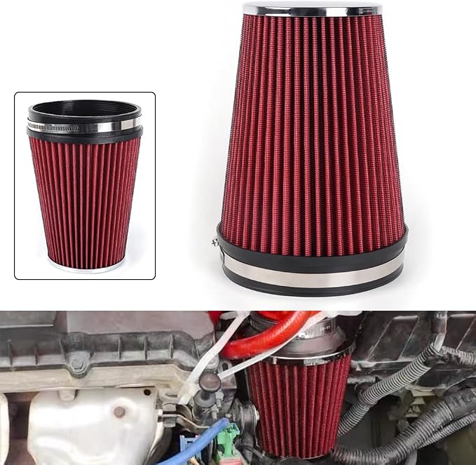 6" Inlet Cold Air Intake Filter Cone Replacement Performance Washable Clamp-On