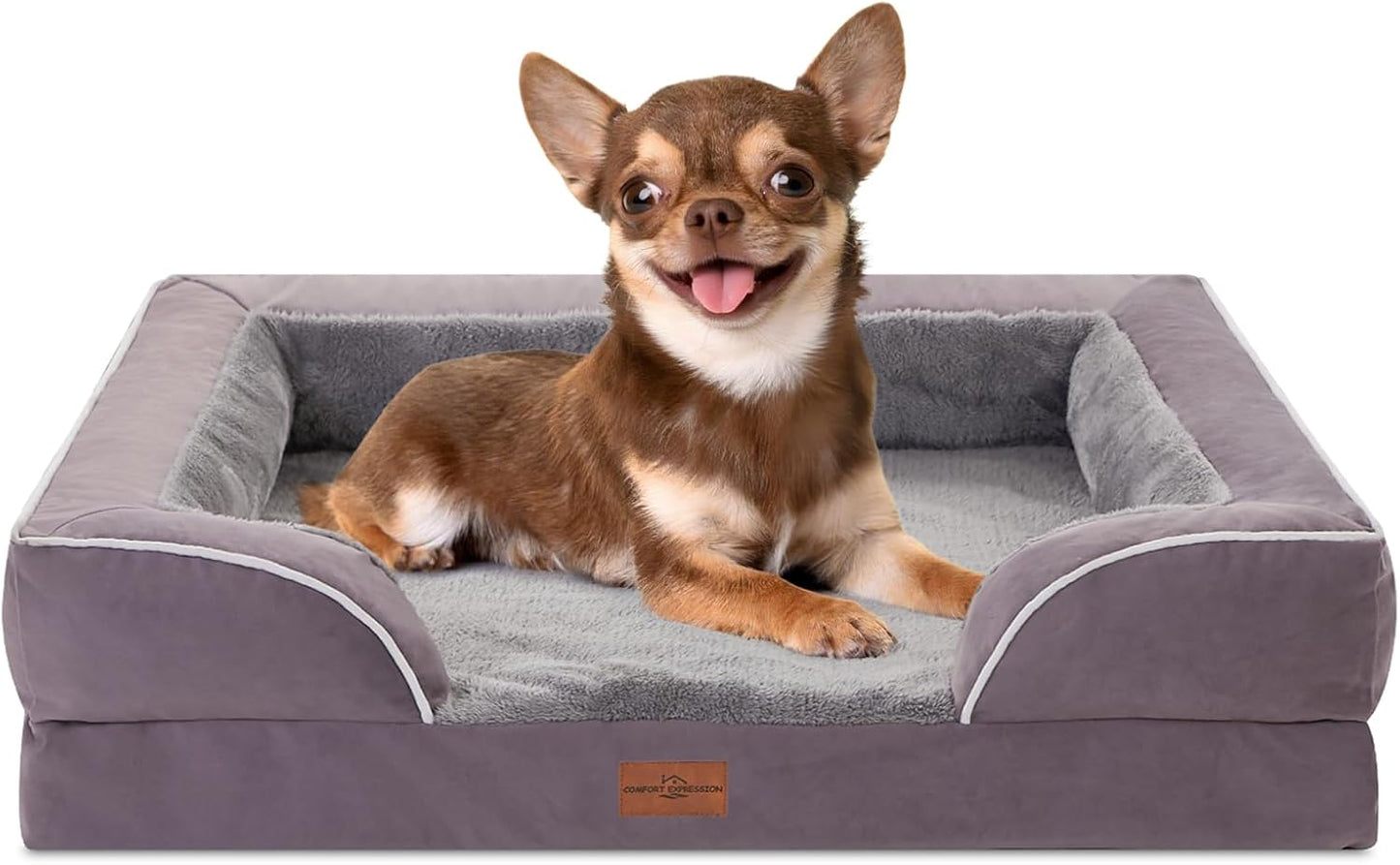 Comfort Expression Small Dog Beds Waterproof Orthopedic Foam Dog Sofa Beds for Small Dogs Comfy Pet Bed with Washable Removable Cover & Non-Slip Bottom(X-Small,Purple)