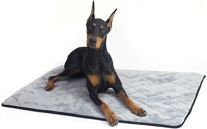 4Knines Extra Large Dog Crate Mat – Waterproof, Non-Slip, Machine Washable Crate Mat – Soft, Durable Kennel Mat for Dogs – Pet Bed for Crates, Travel or Home Use - Large (Grey)