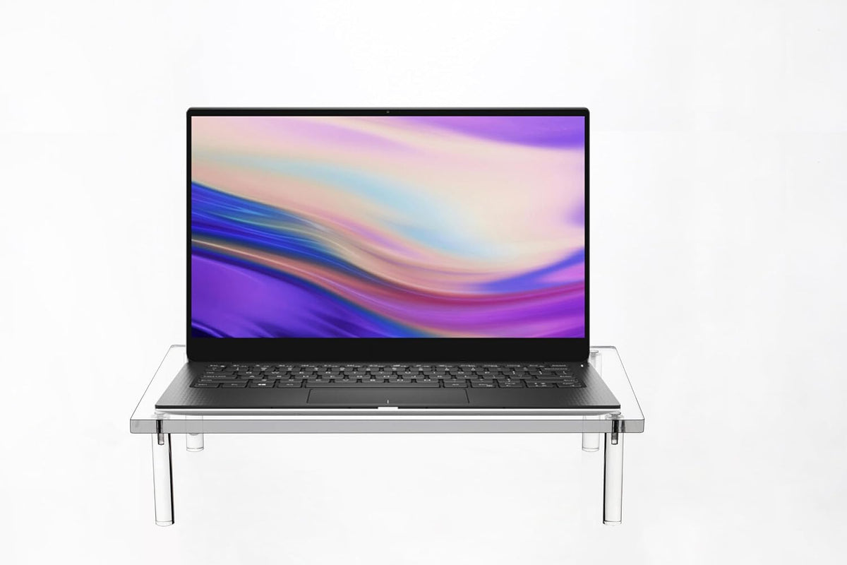 Jusalpha 2 PC Acrylic Monitor Stand - 10mm Thick Clear Platform - 14.5'' x 9'' x 3.4'' Desktop/ Laptop/ Monitor Riser Stand - For Laptop, PC, Notebook, Printer, Computer, Flat Screen LCD TV