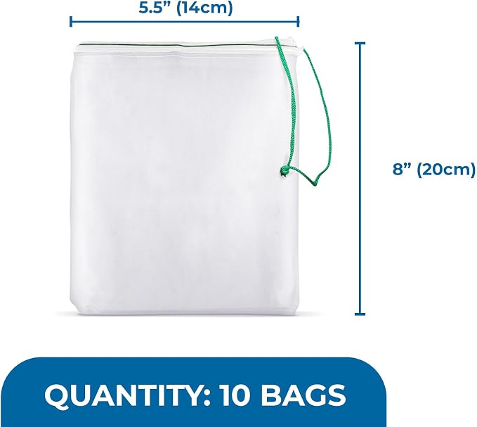 SunGrow Catappa Leaf Filter Bags, 10 Mesh Bags