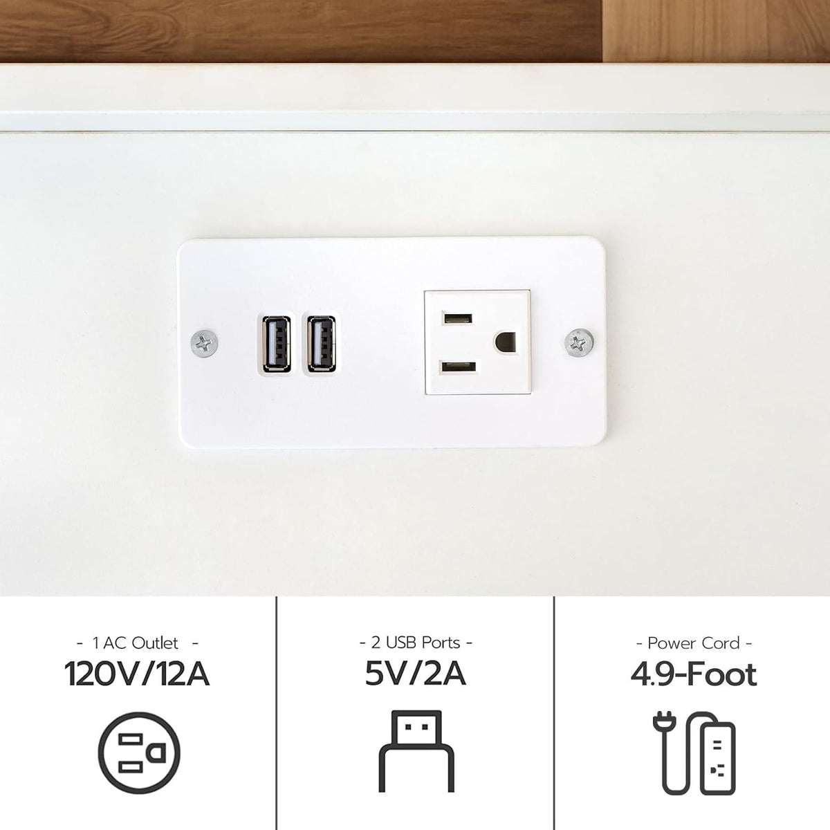 HOOBRO White Nightstand with Charging Station, Modern End Table