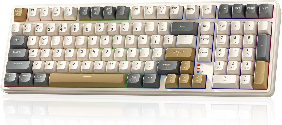 Redragon K528 Wireless Gaming Keyboard Bluetooth Computer Keyboards Creamy Cute with Number Pad RGB Backlit Tri-Mode BT/2.4GHz/USB-C, 4000mAh Battery for Win/MAC- Dusty Olive