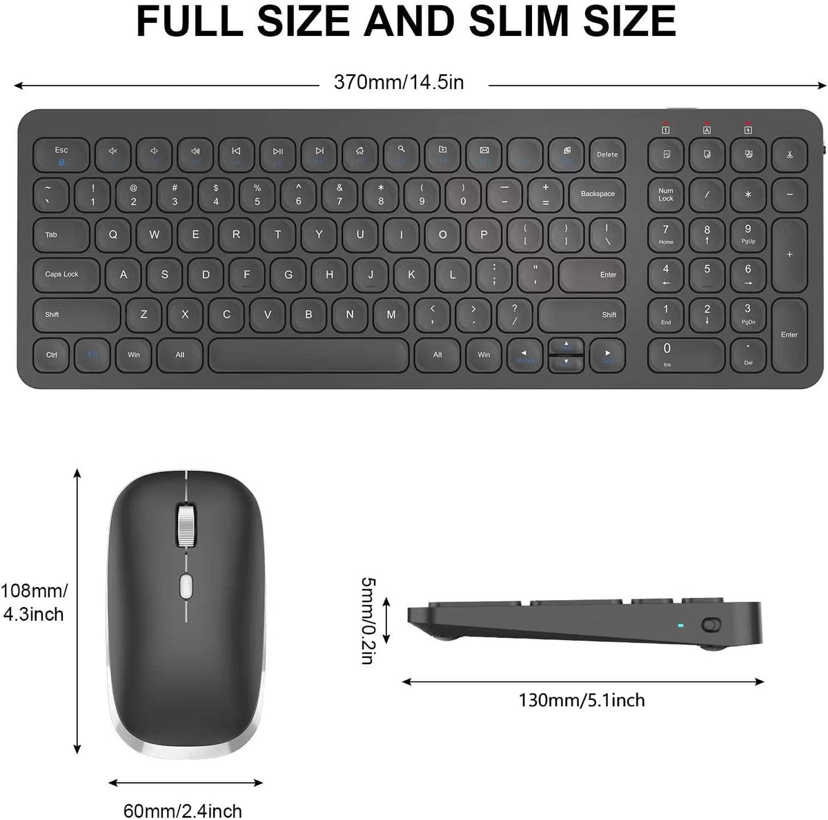cimetech Wireless Keyboard and Mouse Combo - Black