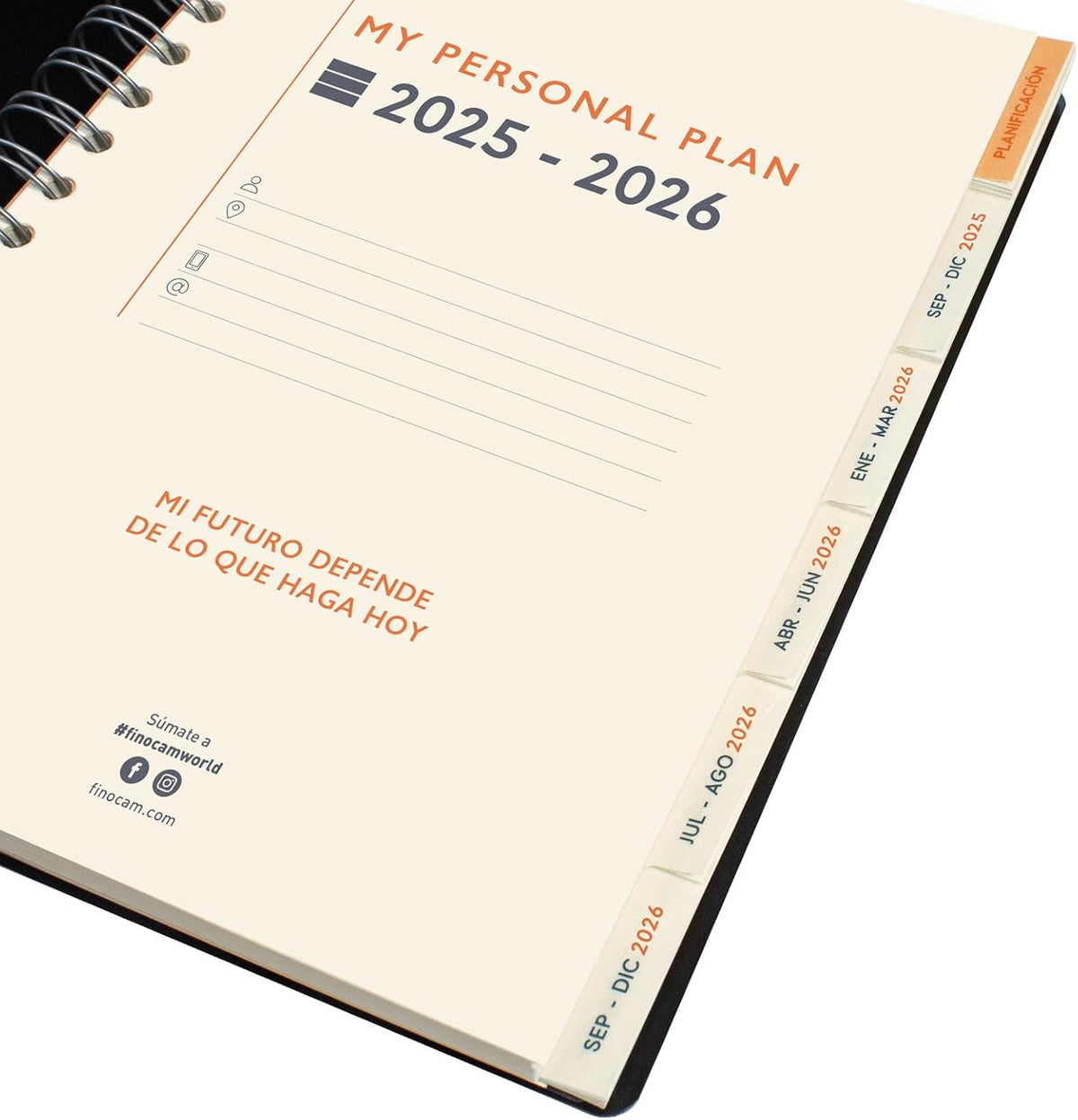 Finocam - Tempus Agenda 16 Months 2025 2026 Week View Vertical September 2025 - December 2026 (16 months) Black Spanish