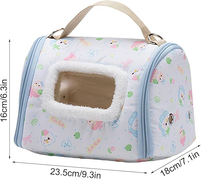 Bird Travel Carrier - 450g Lightweight Parrot Transport Box, Warm Velvet Cage with Clear Viewing Window, Safe Stainless Steel Hardware | for Parakeets, Cockatiels, Canaries, Outdoor Hiking Trips