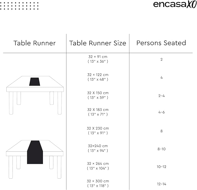 Encasa XO Table Runner, Cotton Canvas Dining Runner 13"x104" | Leaf Green