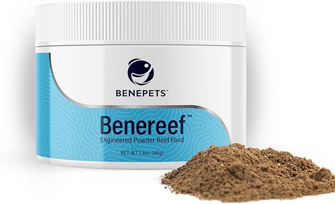 Benepets BeneReef Powder Complete Reef Nutrition - Optimize Coral Growth, Color & Regeneration, Max Nutrient Absorption, Prebiotics & Probiotics, Coral & Fish Food - 40 Grams