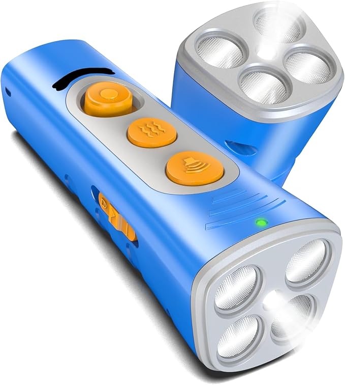 MODUS New Anti Barking Device, 4X Ultrasonic Emitters Dog Bark Deterrent Device, Rechargeable Dog Barking Control Devices with 50ft Range Dog Training Tool, Alternative to Dog Shock Collar (Blue)