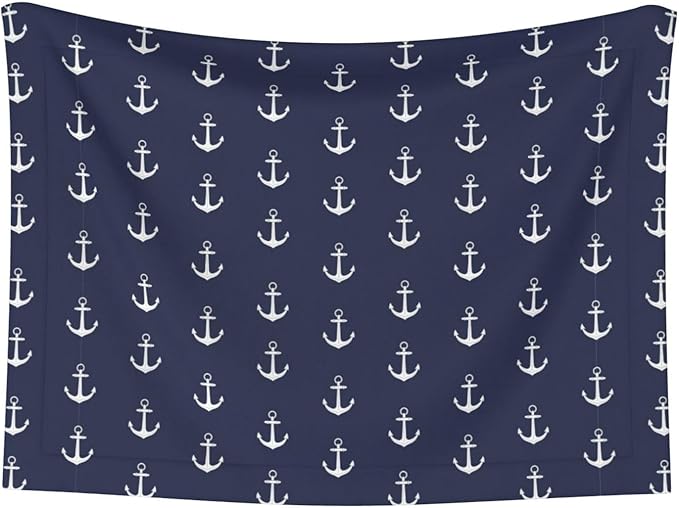 Pet Blanket for Car Rides Vet Visits, Nautical Anchor Navy, Two Sided Reversible Plush Design with Bumpy Dot Side Offers Comfort Home Piece On Go Travel