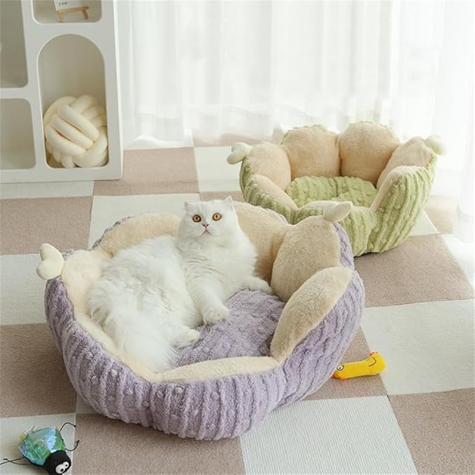 LYFJMUS Cactus Cat & Dog Beds - Fluffy Cat House with Removable & Washable Cushion Pillow, Warm Sleeping Bed for Cats & Small Dogs