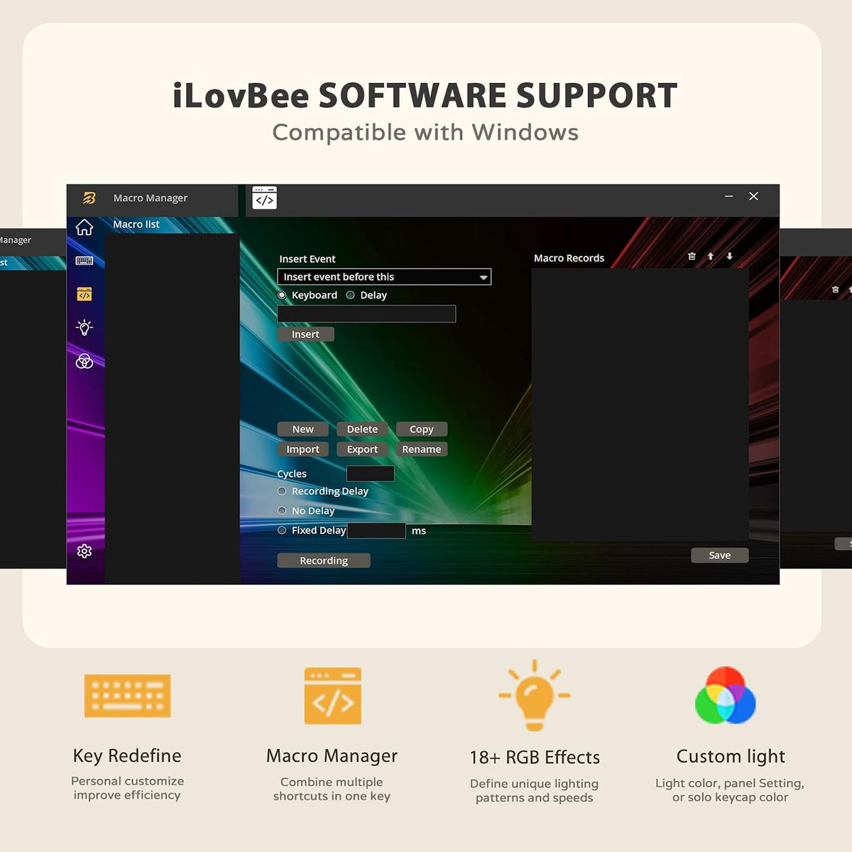 iLovBee i61 Mechanical Keyboard 60 Percent, RGB Hot Swappable Red Switch