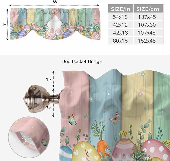 Easter Tie Up Valance Curtains for Windows, Kitchen Curtains Window Shades