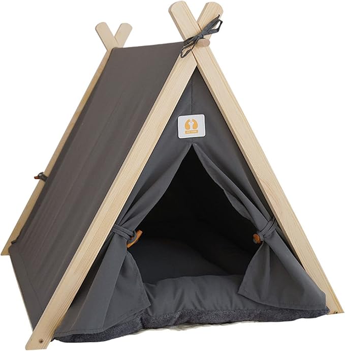 Pet Teepee Tent, Soft Large Space Portable Universal Pet Tent Bed, Cat Sleeping Bed, Cat Nest, Pet Mat beds Furniture, Pet Bed for Dogs Cats Resting Playing(Grey)