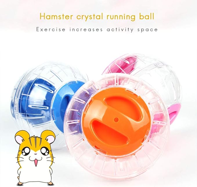 Mini New Cute Dwarf Hamster Running Ball 4.72 Inches Crystal Ball for Hamsters Small Silent Exercise Wheel Cage Accessories for Hamsters Less Than 4 inches 10 cm in Length (Blue)
