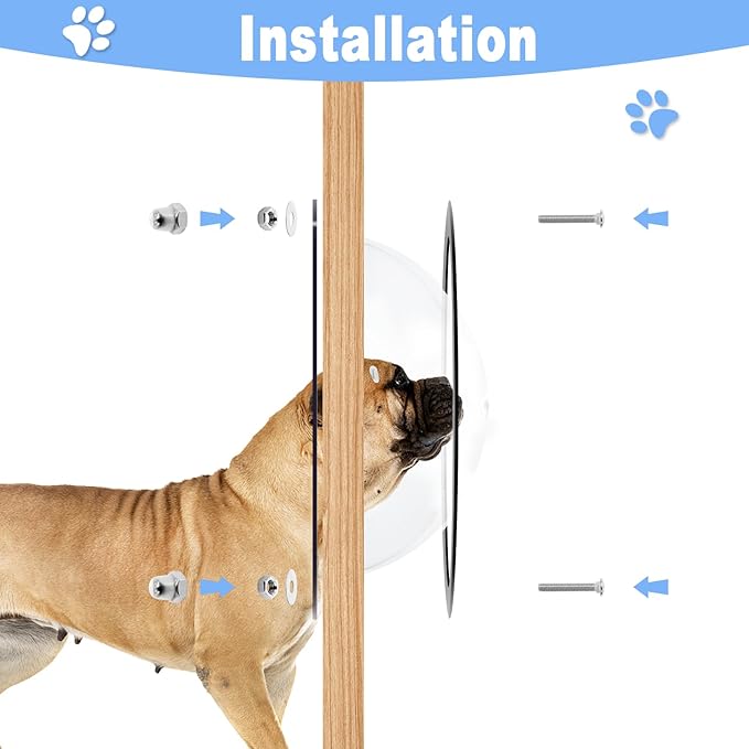 2 Pack Dog Fence Window,12.4 in Acrylic Clear Pet Dome View Playground Doggie Wood Fence Window Bubble Peek Window for Dog and Cats Deep 4.7 Inch(XL)