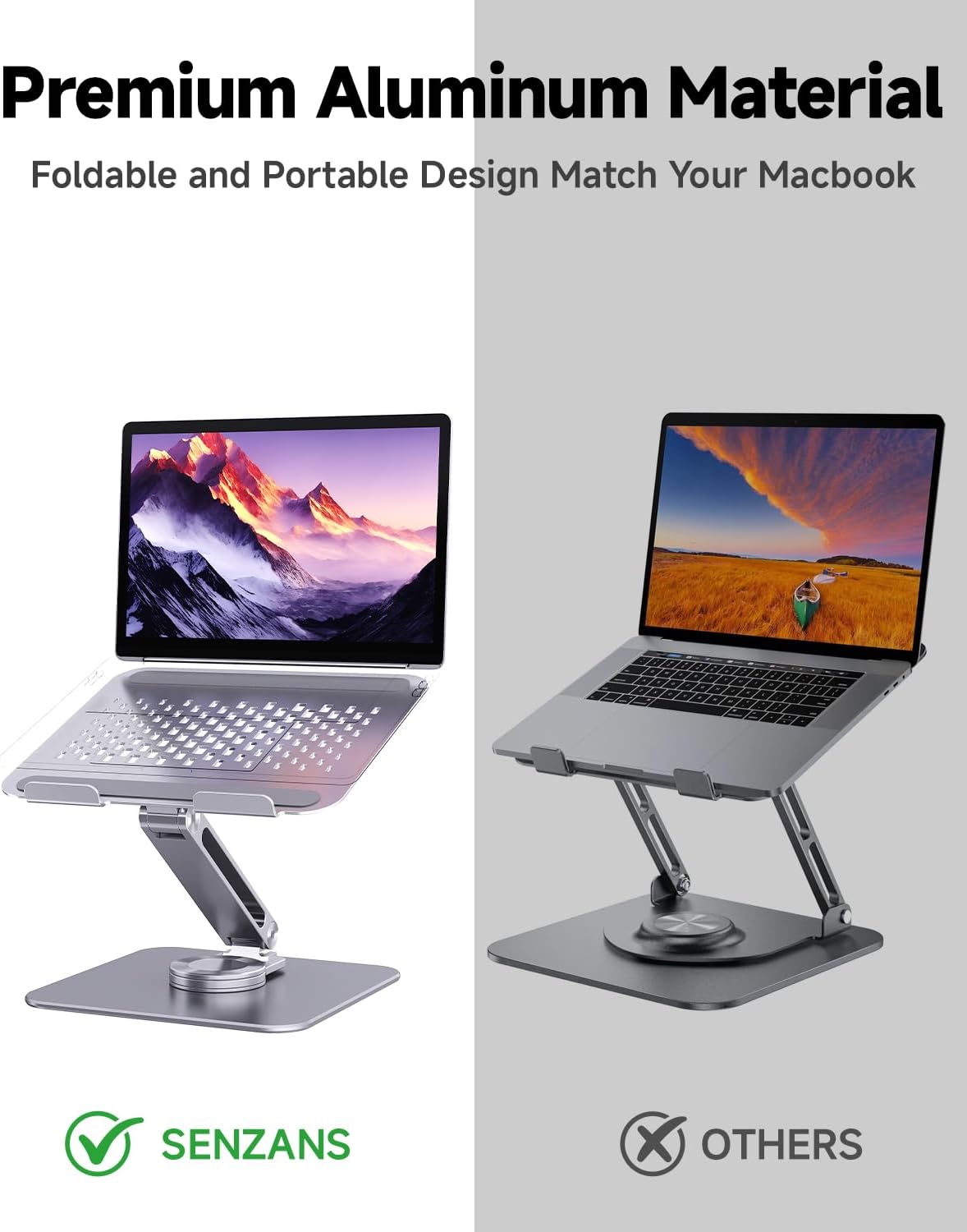 Adjustable Laptop Stand for Desk 360° Rotating Base for 10-17.3''