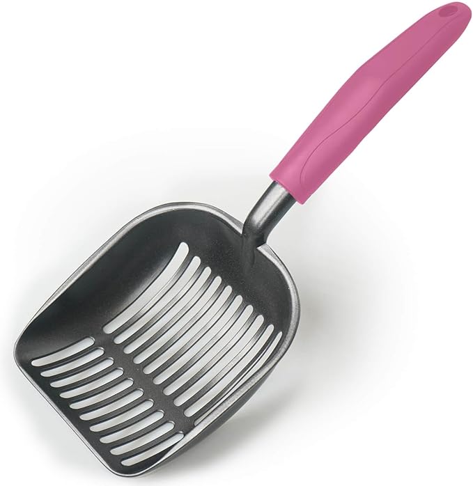 Cat Litter Scoop, Kitty Metal Scooper, Aluminum Alloy Sifter, Kitten Pooper Lifter, Deep Shovel, Long Handle, Poop Sifting, Durable, Heavy Duty, for Litter Box