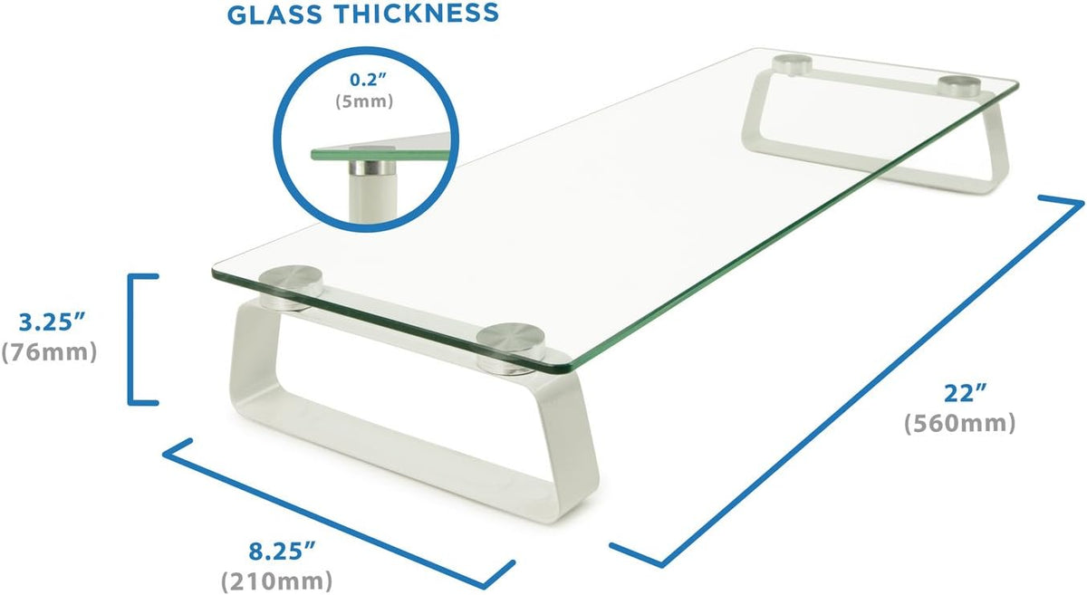 Mount-It! Glass Monitor & Laptop Riser Stand, 22", 44 lbs