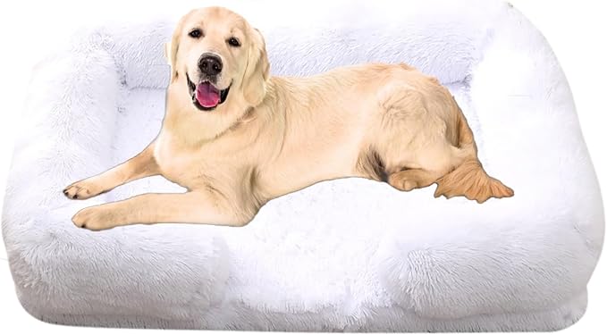 Dog Beds Large Sized dog Orthopedic, Sofa Dog Bed with Waterproof Lining and Nonskid Bottom, Rectangle Washable Dog Bed for Medium Small Dogs and Cats Comfortable ( Color : White , Size : 23 x 18" )