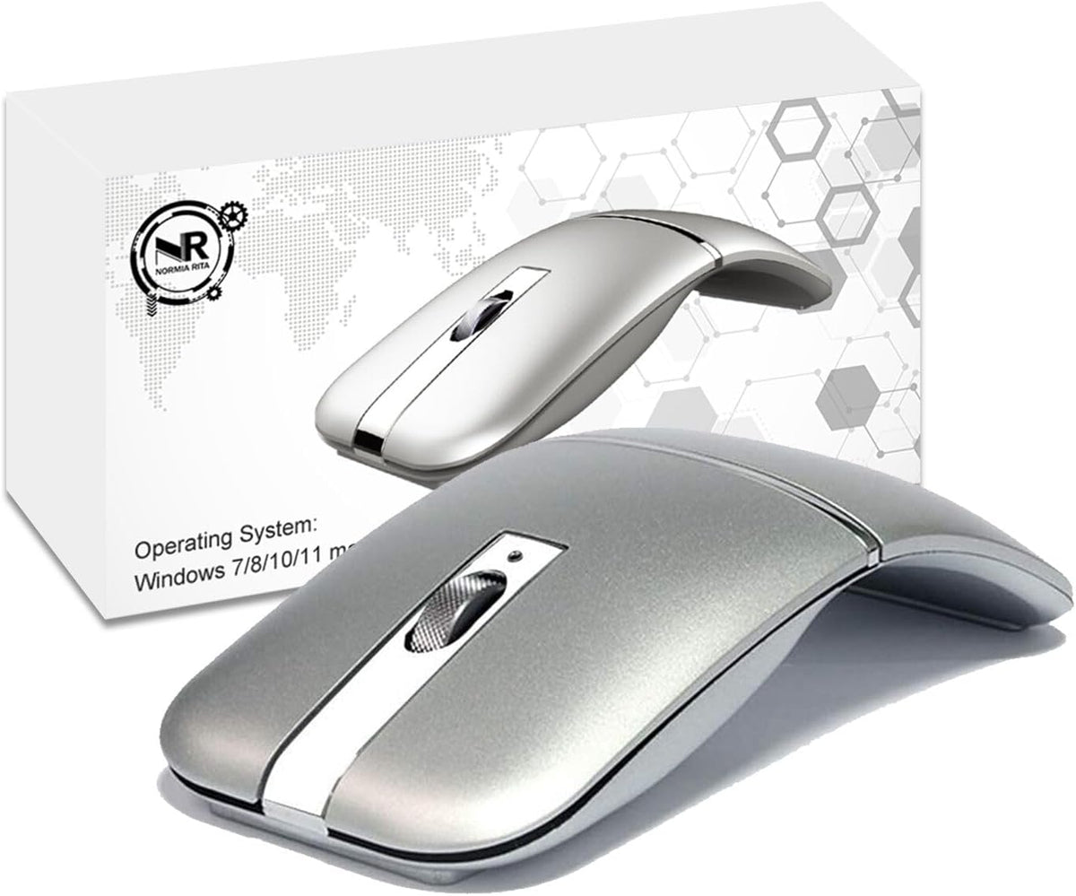 Foldable Arc Wireless Mouse Silent Click Bluetooth 5.3 and 2.4GHz