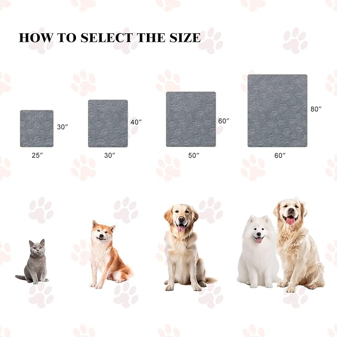 Waterproof Dog Blanket, 60" x 40" Washable Sherpa Fleece Cat Blanket,Pet Puppy Blanket Sofa Bed Furniture Protector,Reversible Soft Plush Blanket for Medium Large Dog