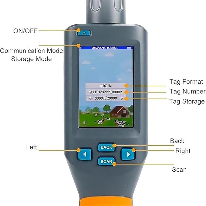 Iso11784/85/Fdx-B/Emid Animal Handheld Reader, Pet Microchip Scanner with OLED Display,134.2khz Pet Id Scanner Low Battery Alarmfor Dog/Cat/Pig/Animal