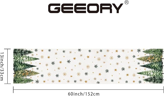 Christmas Table Runner 13x60 Inch, Xmas Tees Snowflakes Holiday Decorative