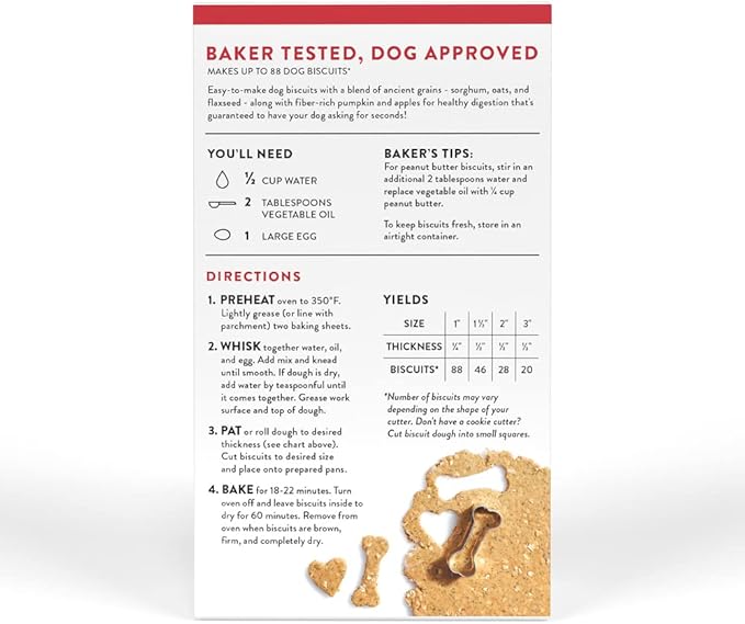 King Arthur Baking Company Dog Biscuit Mix, Pumpkin & Apple, Homemade Dog Treats, 12oz (Pack of 2)
