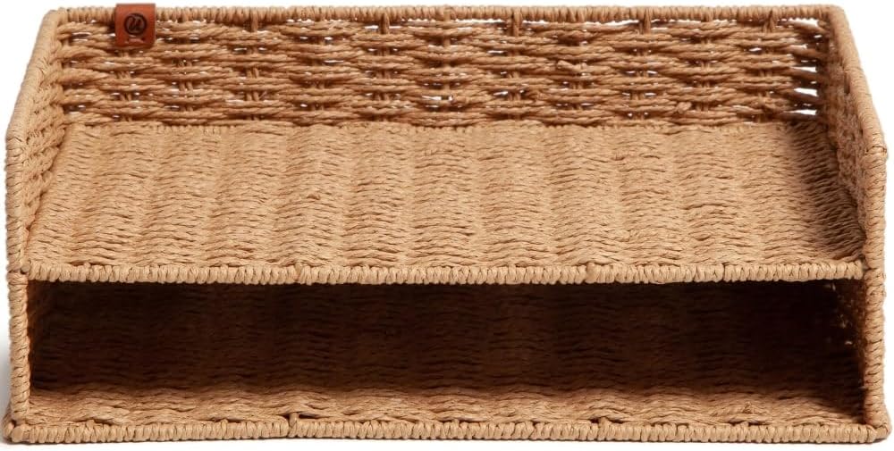 U Brands Letter Tray Paper Organizer, Two Tier Desktop Organizer, Woven