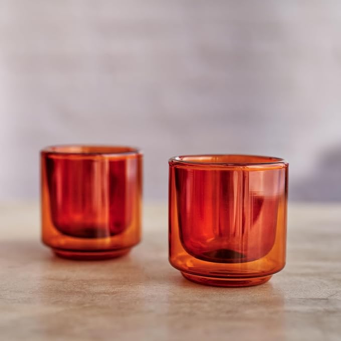 Terra Kaffe Sienna Picco 3 oz Double-Walled Espresso Glasses – Borosilicate