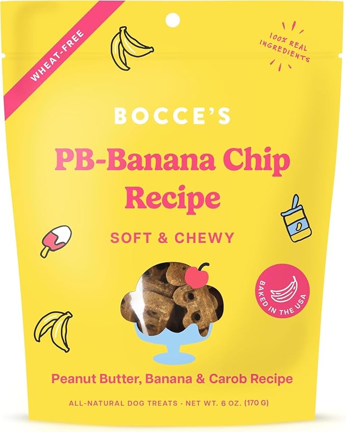 Bocce's Bakery PB Banana Chip + Berry Smoothie Dog Treat Bundle – Natural, Wheat-Free Soft & Chewy Cookies Made with Real Ingredients and Baked in The USA – 2 Pack Bundle