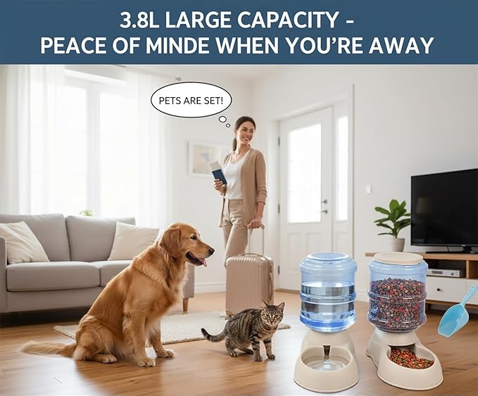 Pet Feeding Solution Automatic Cat & Dog Cafe Feeder and Water Dispenser in Set with Food Scoop - Ito Rocky 6-Meal Automatic Food Dispenser for Small/Middle Puppy and Kitten