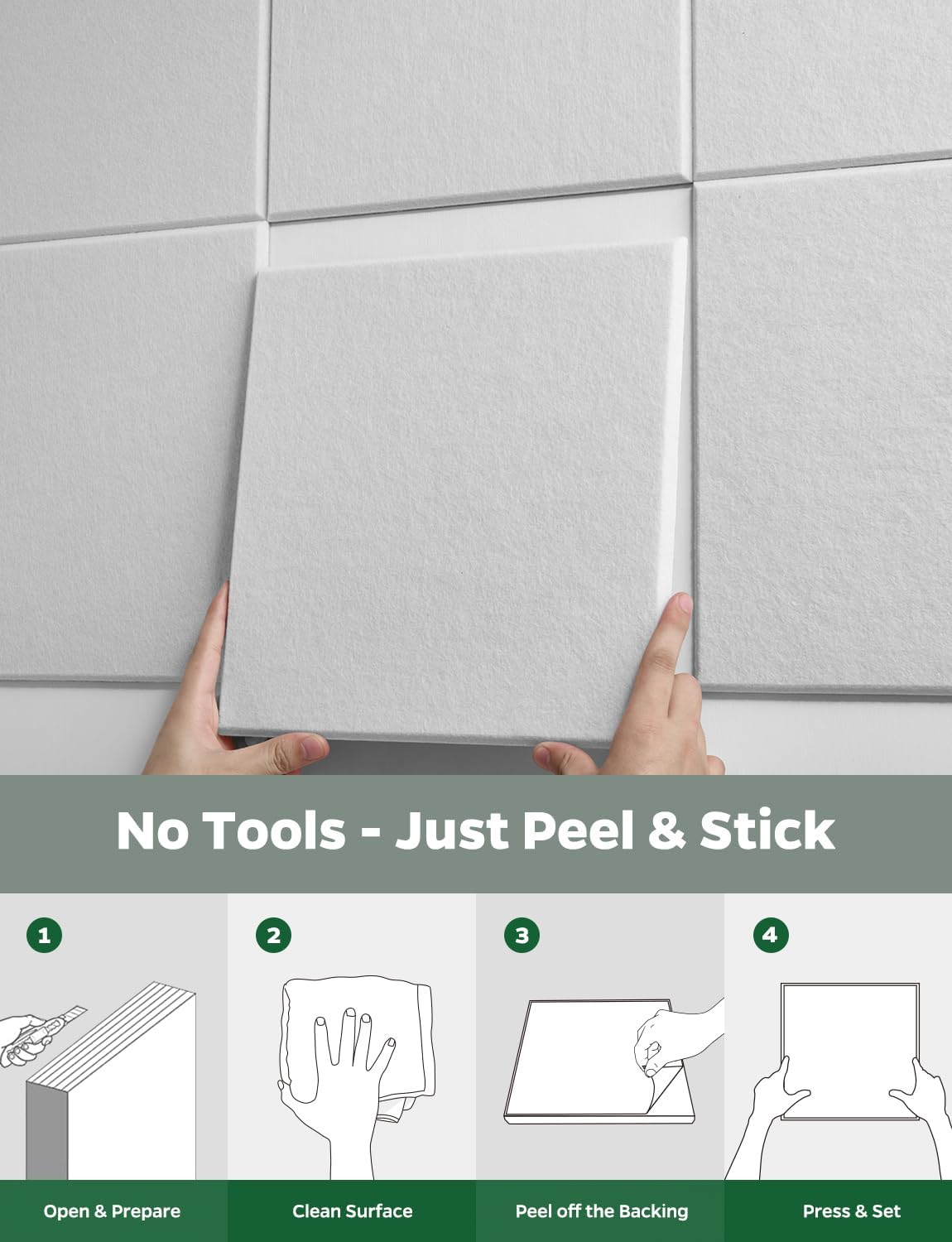 Felt Bulletin Board for Classroom School Wall Display,12 Pack White Large Corkboard Tiles Covering 36" x 48" Decorative for Office Bedroom Pin Notes Photos Organization Messages Notice