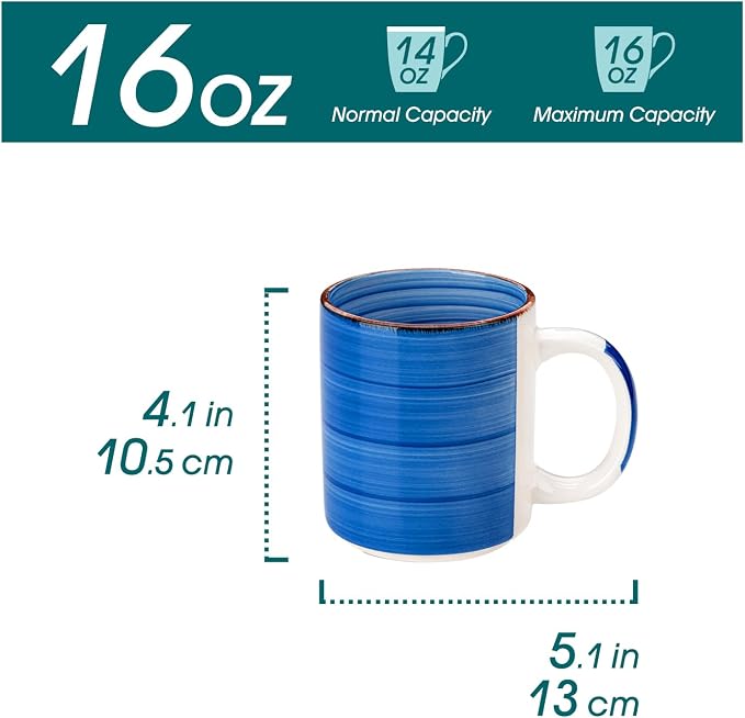 vancasso Bonita Ceramic Coffee Mug Set of 6, 16 Oz Coffee Cups