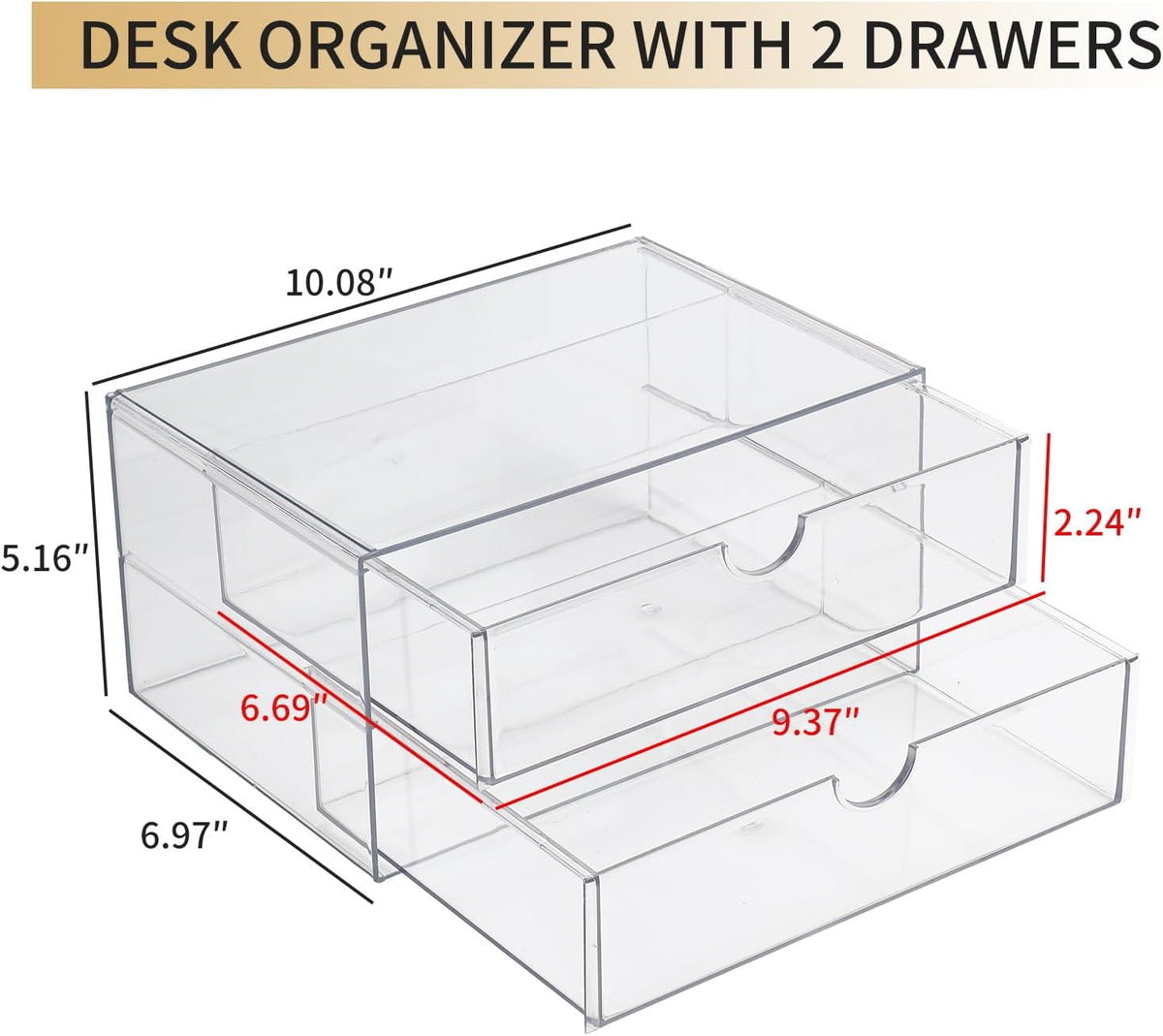 Clear Plastic Drawer Organizer, 4 Drawers
