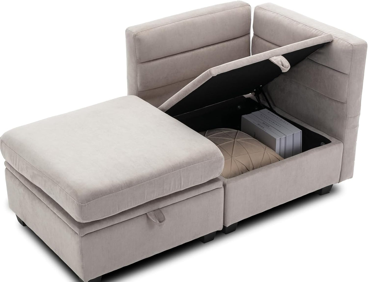 asunflower Ottoman with Storage for Couch 25.2" Square Storage Ottoman Foot Rest for Living Room Large Ottomans for Dorm, Bedroom,Office with Deep Seating(Light Gray)