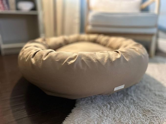 Organic Cotton Canvas Dog Bed: Removable Cover, Natural Fill - Made in USA (Tan, XX Large 50" x 8" inches)