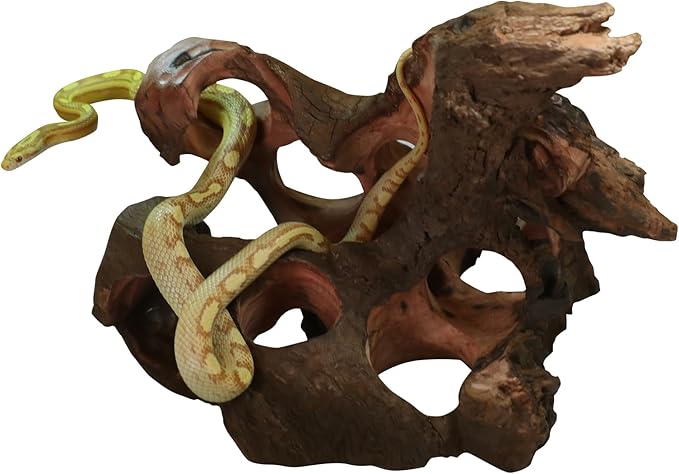 Natural Wood Aquarium Cave Betta Fish Hideout for Aquarium Fish Tank Decorations-Reptile Hide-Snake Hide-Cave for Cichlids Habitat Shelter for Crayfish Shrimp and Other Aquatic Pets 9-11.8"