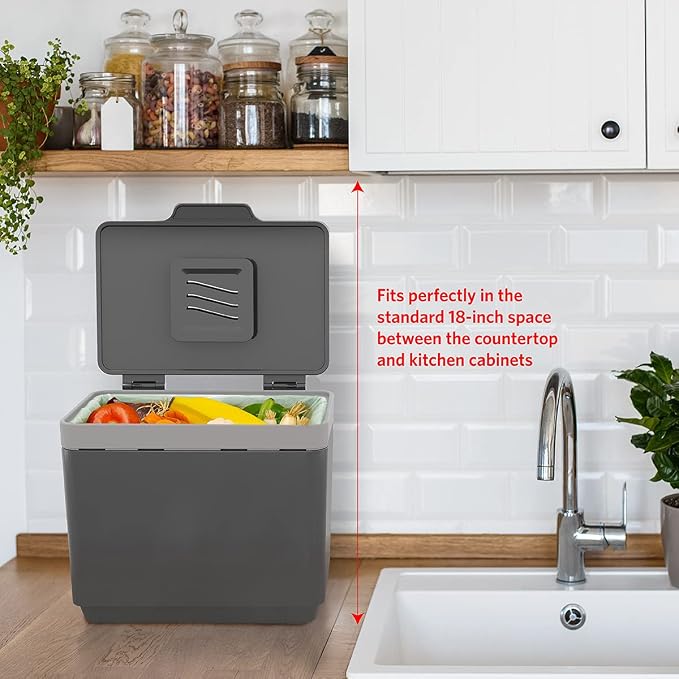 Glad Compost Bin for Kitchen, 1.5 Gallon | Plastic Container
