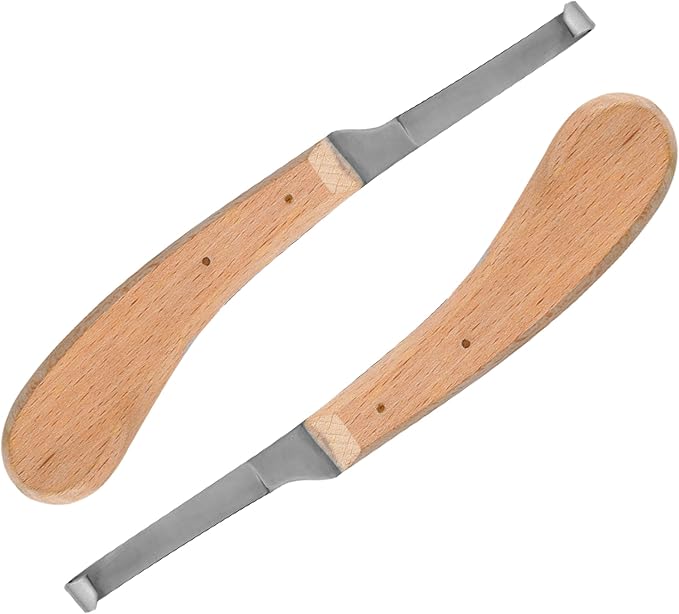 Hoof Knife Single Sided Edge Narrow Blade – Stainless Steel Curved Blade Farrier Tool with Fine Wooden Grip, Multipurpose Hoof Trimming Knife for Livestock, 3-Inch Blade, 8.5-Inch Overall