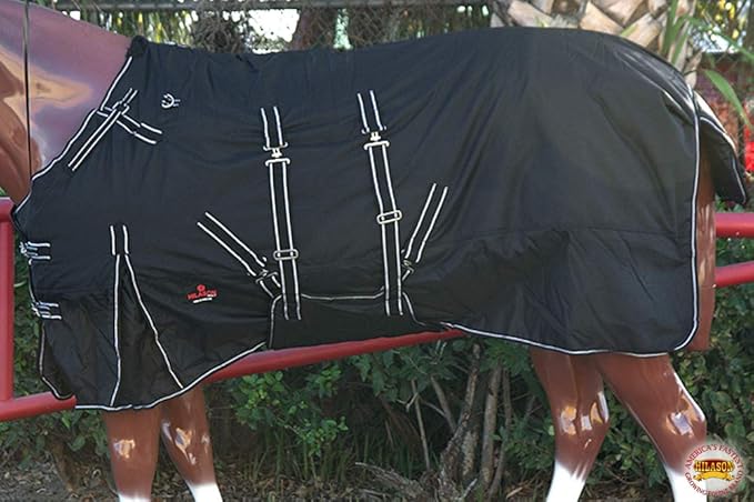 Black 66 in HILASON 1200D Winter Waterproof Poly Horse Turnout Blanket Belly Wrap