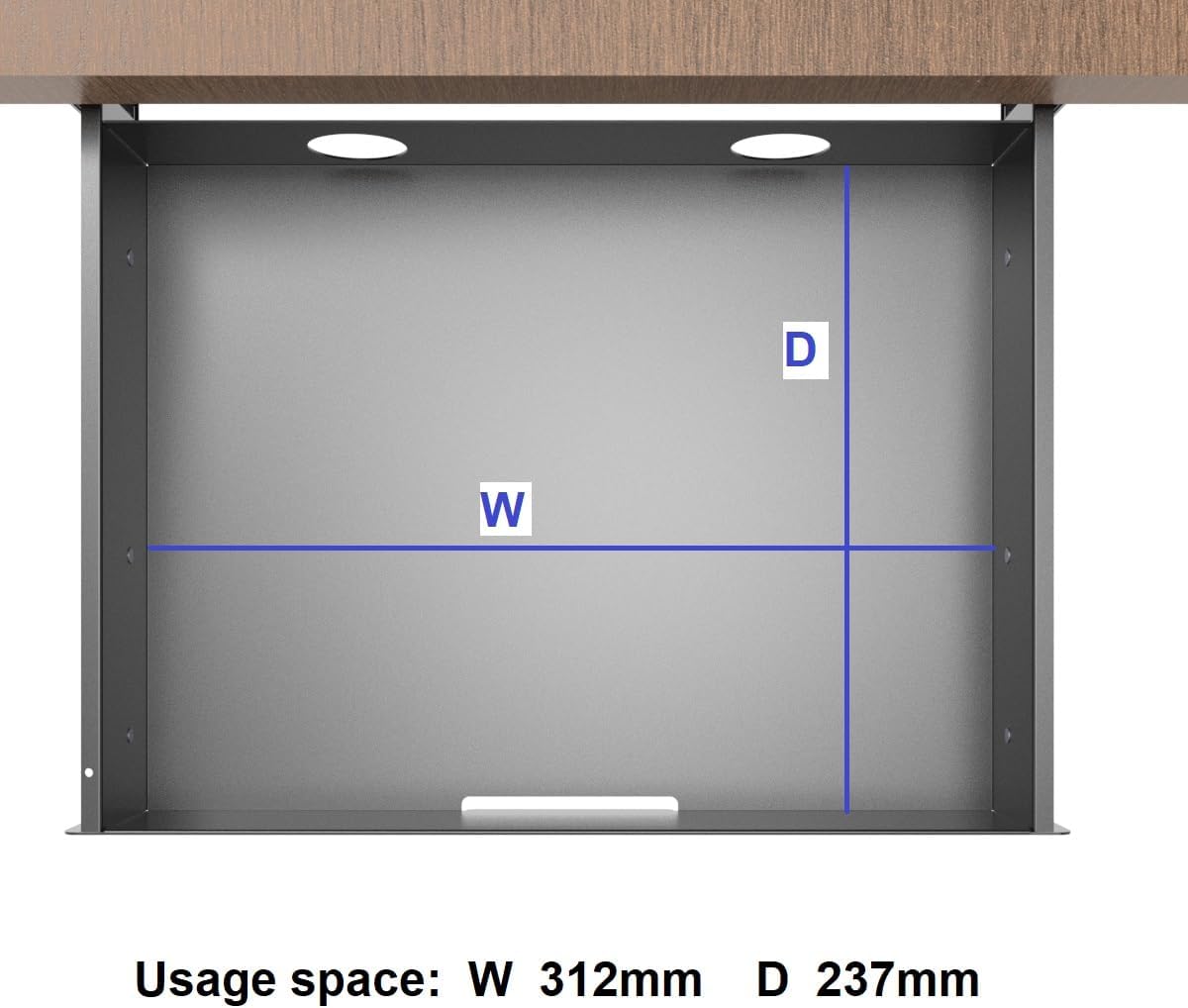 Under Desk Slide out Drawer 13.4" Wide with Cable Management