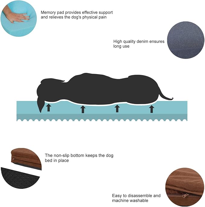 Dog Bed for Small Medium Large Sized Dogs Orthopedic Memory Foam Pet Beds Furniture with Waterproof Liner & 2 Removable Washable Cover