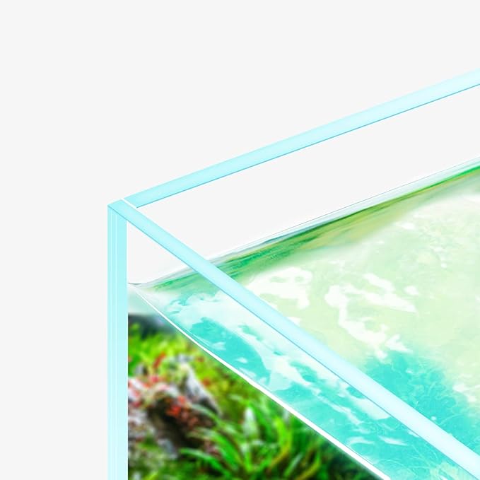 Fzone 2 Gal Nano Rimless Aquarium Low Iron Fish Tank NovaClear Ultra-White Translucent Glass Verso Series Nano Shallow Pond Levitating Floating Air Aquarium(A16-H30)