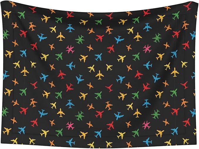 Double Sided Pet Throw for Dogs Who Shed, Colorful Aircraft Airplane Black, Reversible Blanket with Nubby Dot Side Catches Loose Fur for Easier Furniture Cleanup