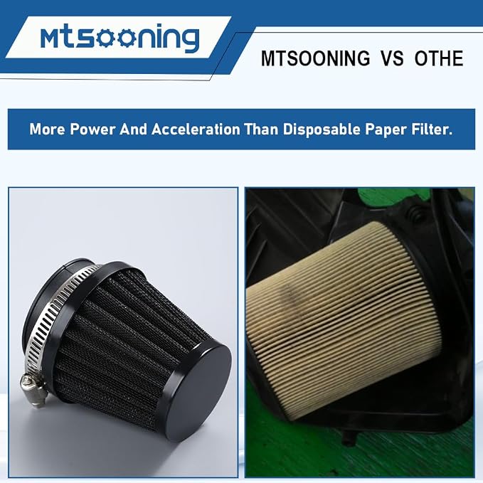 Mtsooning Universal Air Filter, 50mm Motorcycle Cone Intake Breather Cleaner