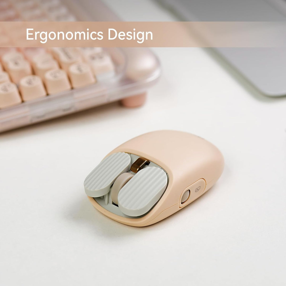 LOFREE Wavy Chips Dual-Mode Wireless Mouse with 5 Adjustable DPI Levels Compatible with Windows, MacOS, iOS, Android (Milk Tea)
