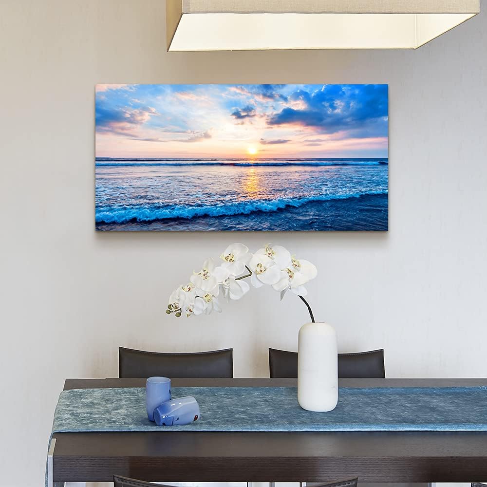 Lapremoly Blue Ocean Wall Painting Canvas Art For Living Room, Office, Bedroom - Large Wall Decor - Ready To Hang