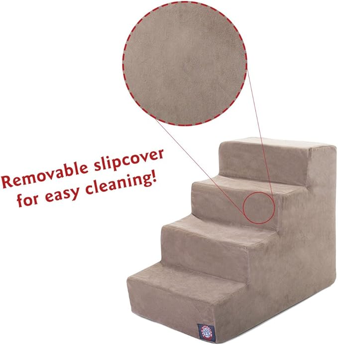 3 Step Black Velvet Suede Pet Stairs By Majestic Pet Products, 4 Step (Heavy-Duty), Stone